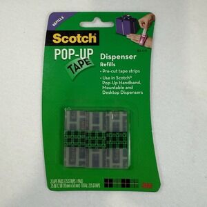 Scotch Pop Up Tape Refills 3 Pads 75 Strips Each - 225 Strips Total New